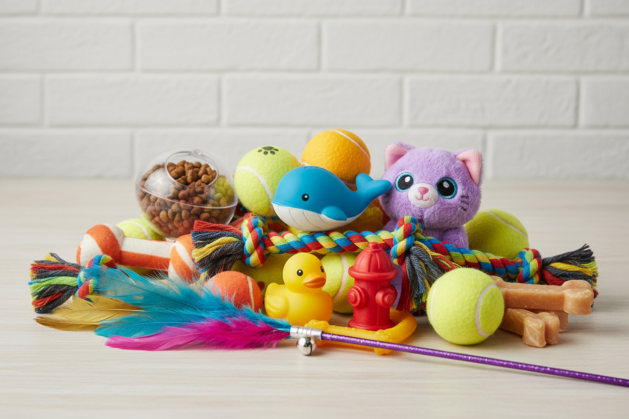 variété de jouet pour animaux